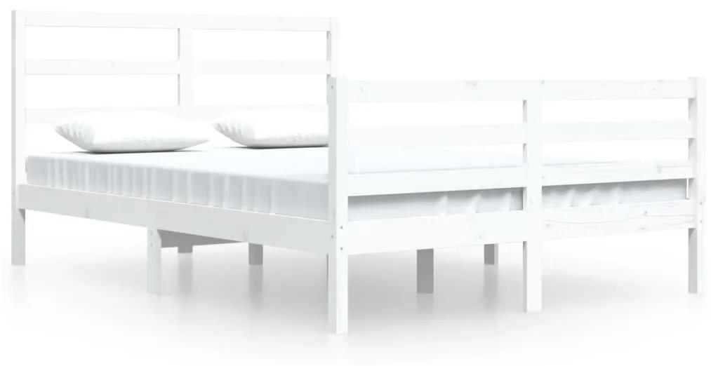 3105007 vidaXL Cadru pat, alb, 140x200 cm, lemn masiv de pin
