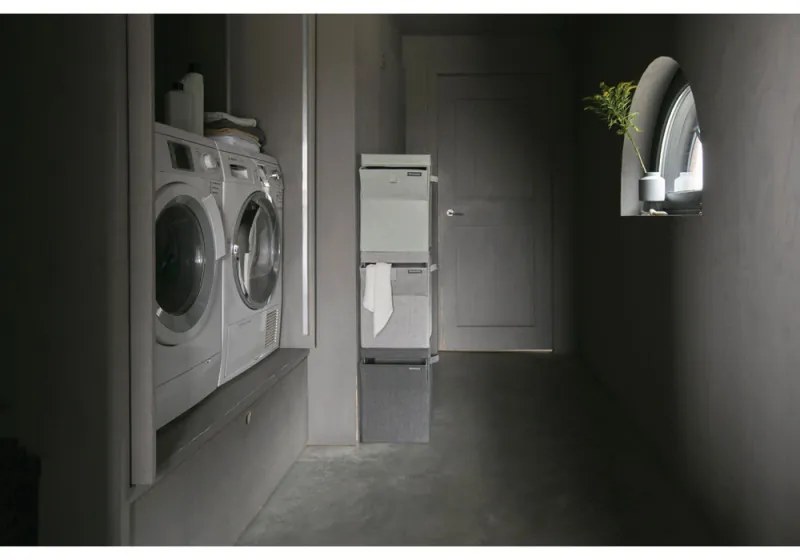 Cos de rufe stivuibil Brabantia 1000829, 35 l, Deschidere frontala, Capac larg, Pliabil, Verde