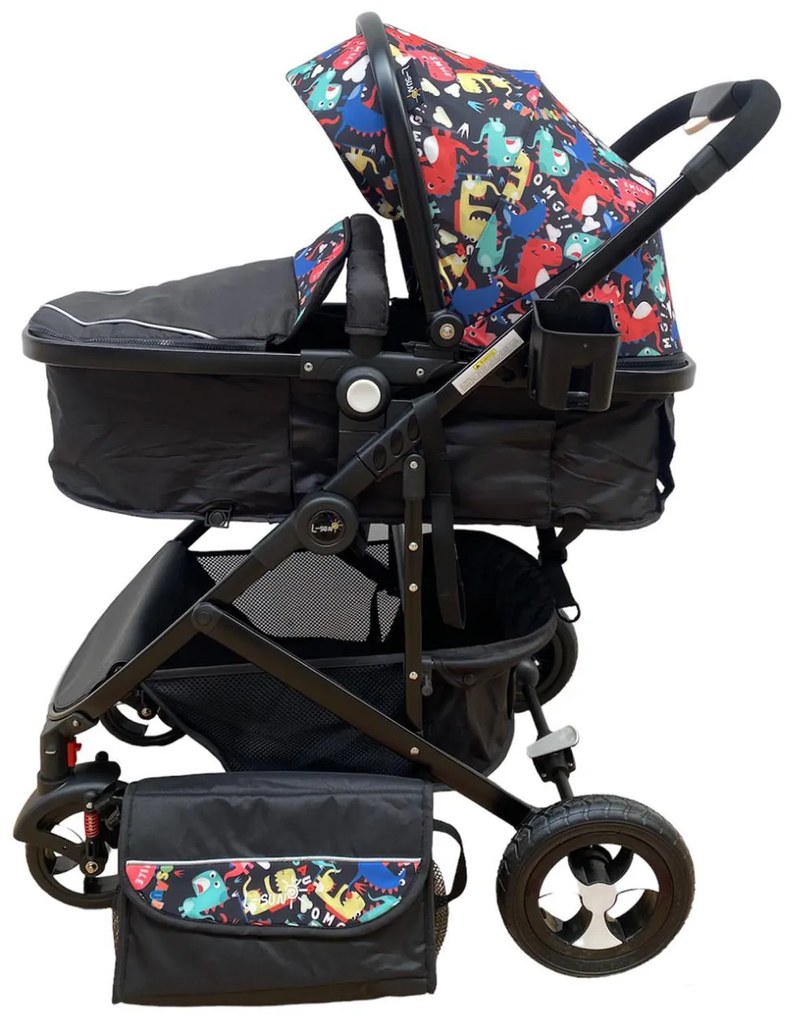 Carucior 2 in 1 reversibil si transformabil, landou sport si geanta cadou - Multicolor - CPC-08-multicolor