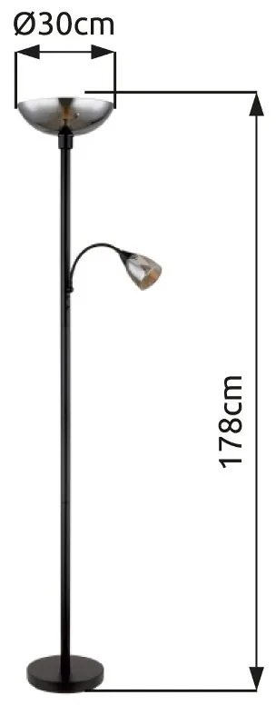 Lampadar/Lampa de podea BLADE negru/fumuriu
