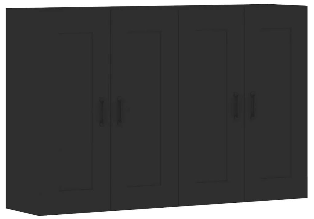 3197986 vidaXL Dulapuri montate pe perete, 2 buc, negru, lemn prelucrat