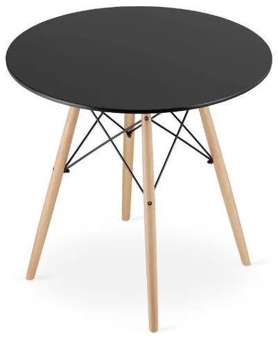 Masa stil scandinav, Artool, rotund, MDF si lemn, negru, natur, 80x72 cm