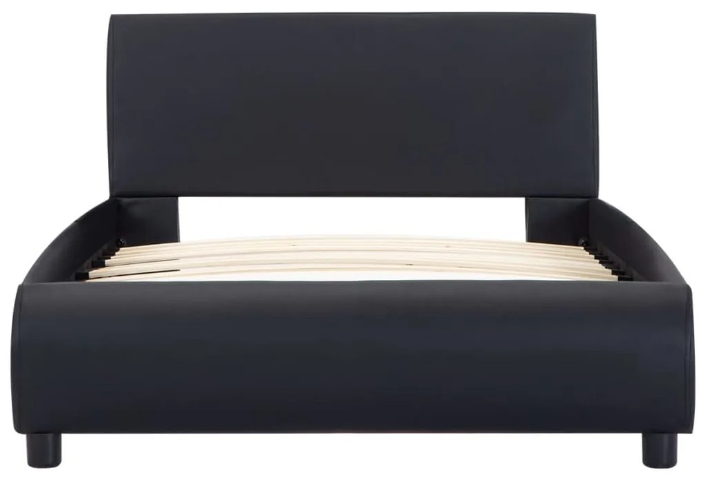 Cadru de pat cu LED-uri, negru, 100 x 200 cm, piele ecologica Negru, 100 x 200 cm