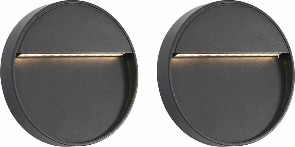 vidaXL Lămpi de perete LED de exterior, 2 buc., negru, 3 W, rotund