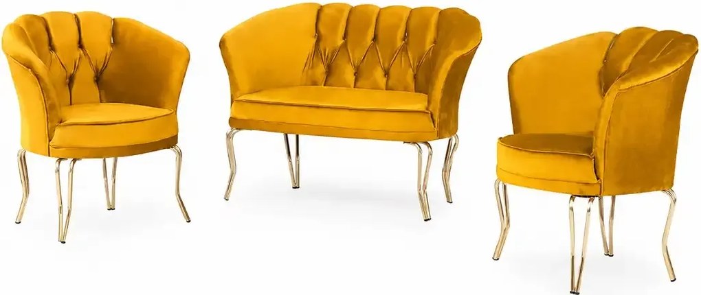 Set canapea Viena Homs textil mustar-galben--auriu,30703