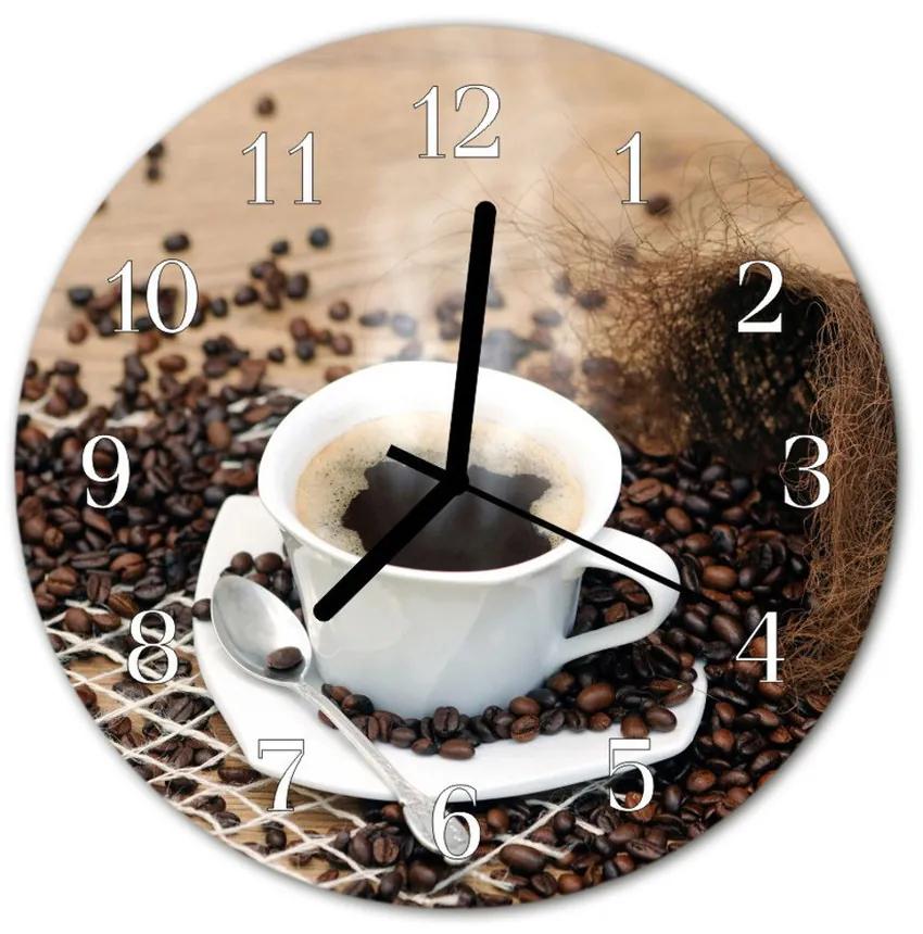 Ceas de perete din sticla rotund Ceașcă de cafea Alimente și băuturi Brown