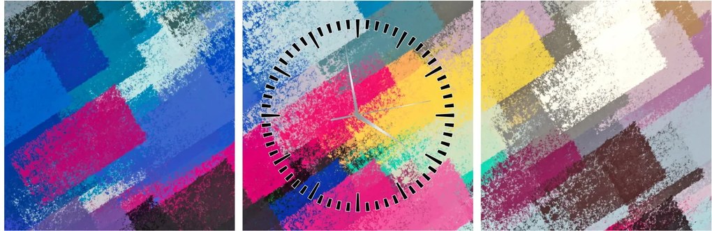 Tablou - Dungi colorate cu pensula (cu ceas) (90x30 cm)