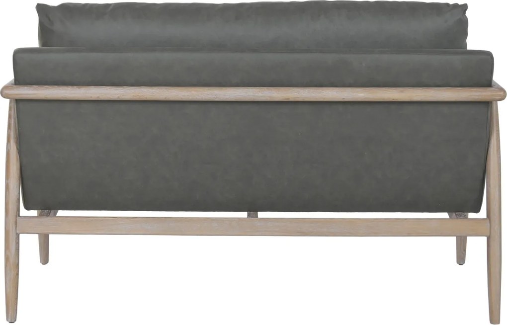 Canapea cu 2 locuri din lemn de frasin și bumbac, verde și natur, cadru deschis cu spătar din spițe, finisaj patinat, 82 x 126,5 x 75 cm, „Rouen”