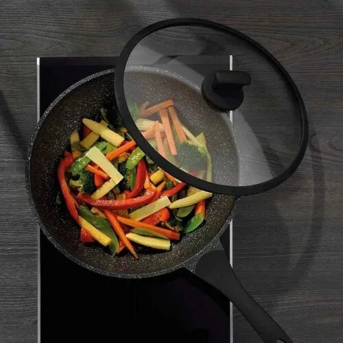 Kela Wok cu capac STELLA NOVA, aluminiu turnat,negru, 30 cm, 5 l