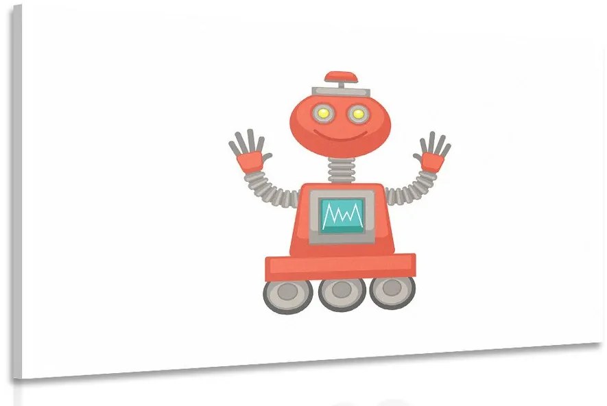 Tablou cu motivul de robot în culoarea roșie