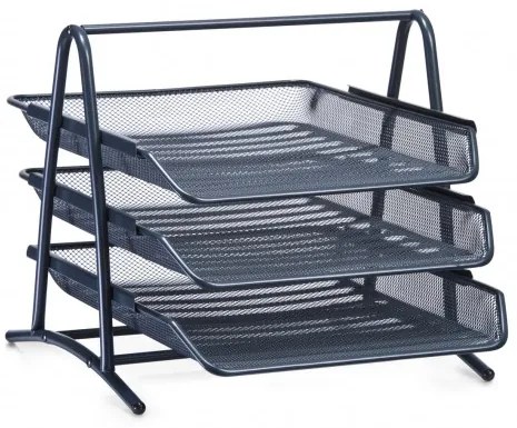 Organizator metalic pentru documente, cu 3 tavi pentru depozitare, Office Antracit, l35,5xA29,5xH27 cm