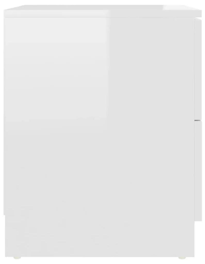 Noptiere, 2 buc., alb extralucios, 40x40x50 cm, PAL 2, Alb foarte lucios