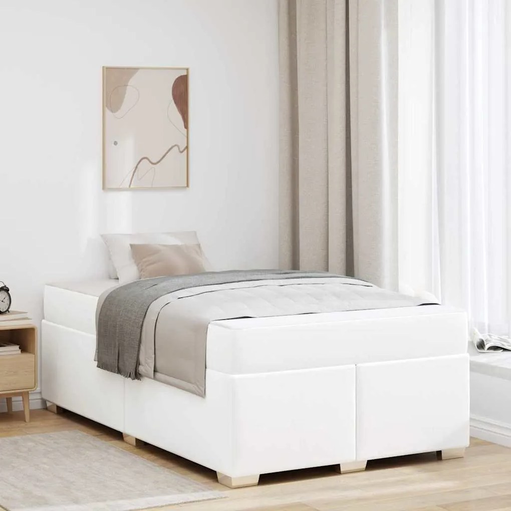 vidaXL Cadru de pat Alb 120 x 190 cm Piele artificială