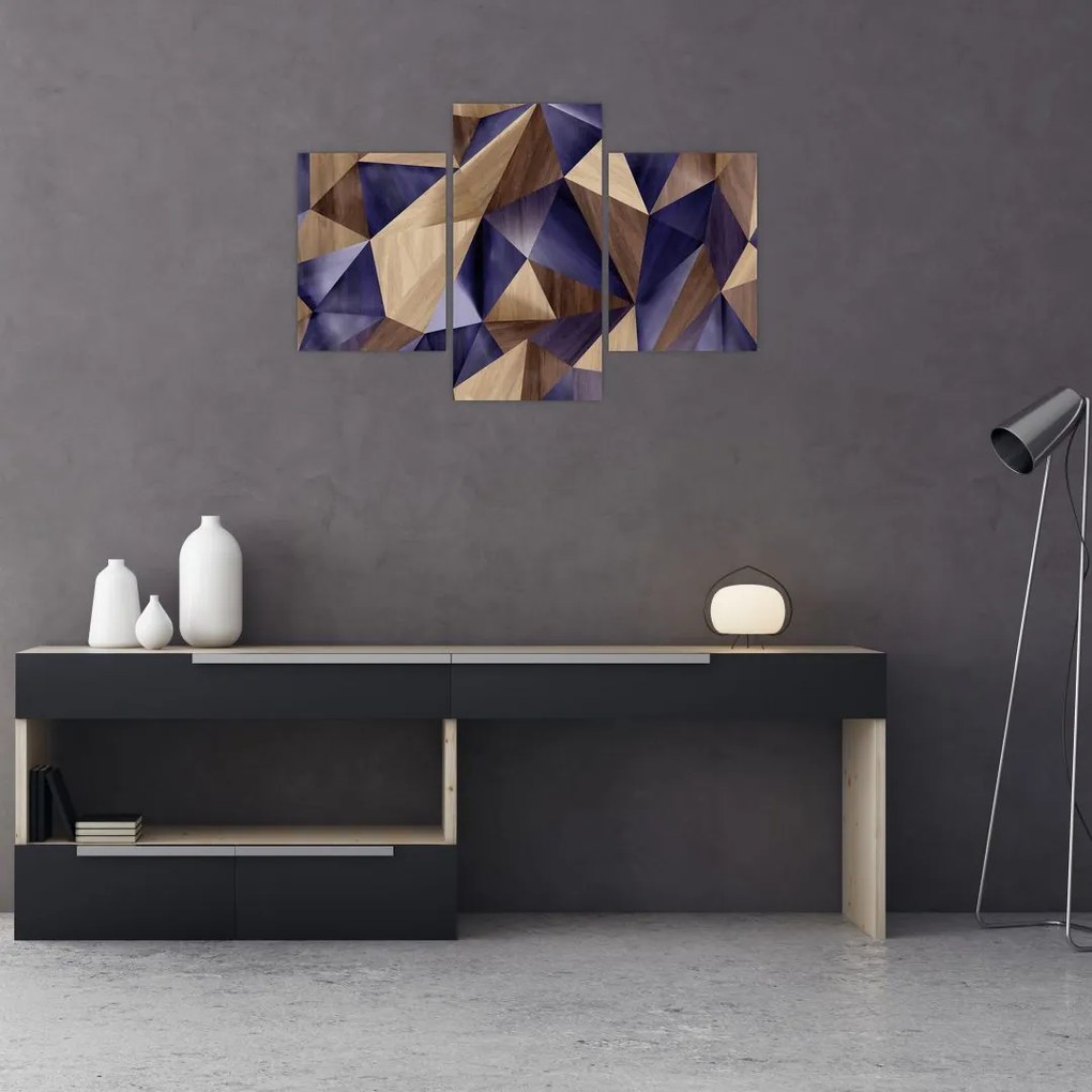 Tablou - 3D triunghiuri de lemn (90x60 cm)