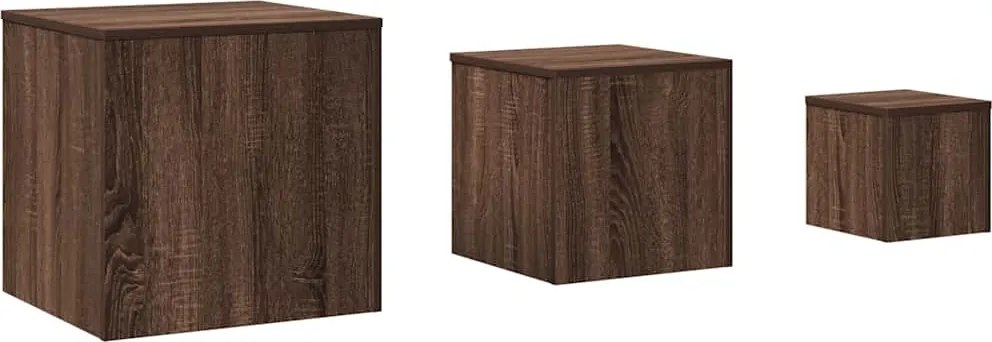 vidaXL Măsuțe laterale, 3 buc., stejar maro, lemn prelucrat