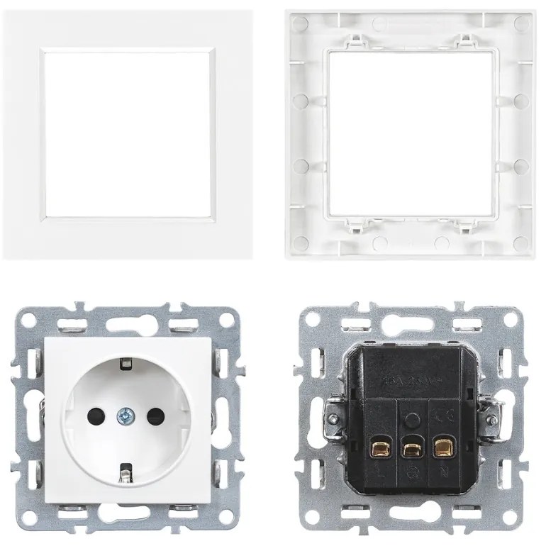 Priză cu împământare Nova 16A 250V cu cadru alb