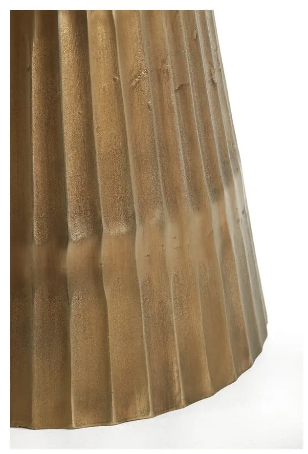 Masă de dining albă/în culoarea bronz rotundă cu blat cu aspect de marmură ø 100 cm Leyda – Light & Living