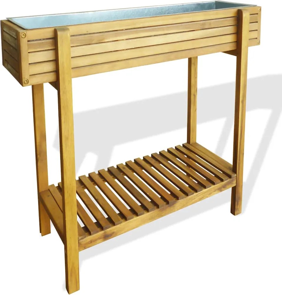 vidaXL Strat înălțat de grădină, lemn masiv de acacia și zinc