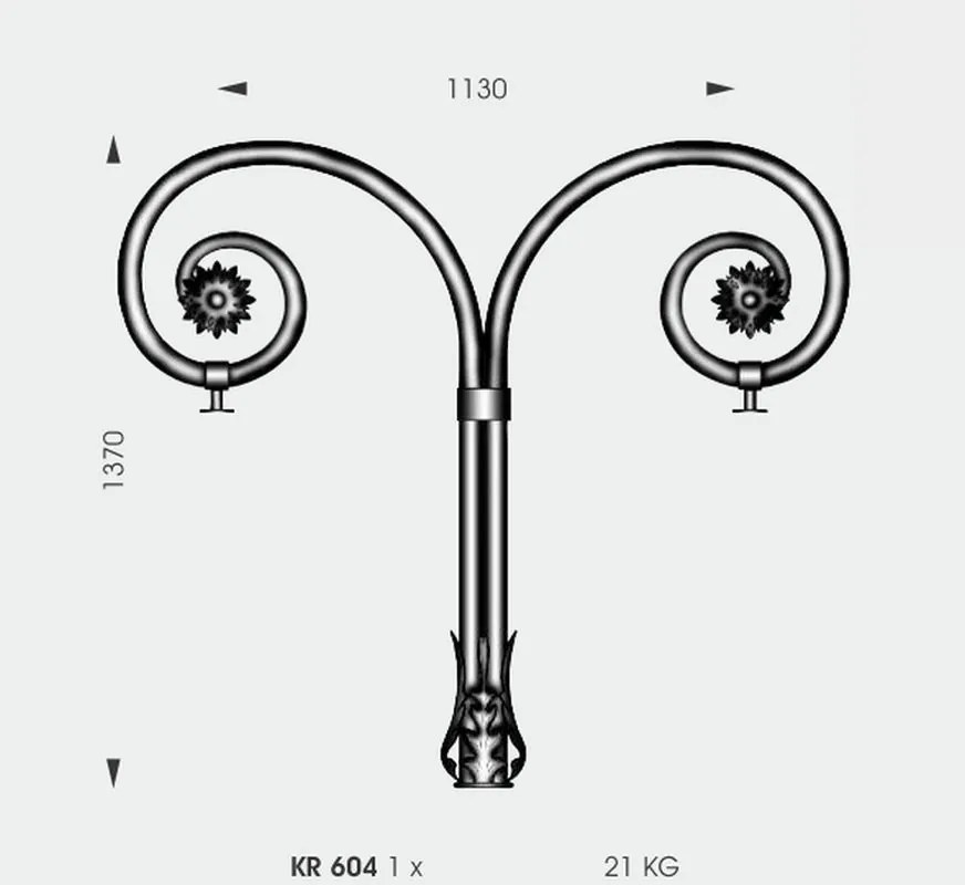 Stalp iluminat exterior din fier forjat, inaltime 490cm, AL 6717
