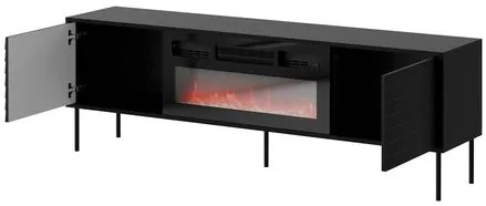 Dulap TV cu șemineu Hermano 180 (Negru + Nuc warnia) . Promo -16%. 1106234