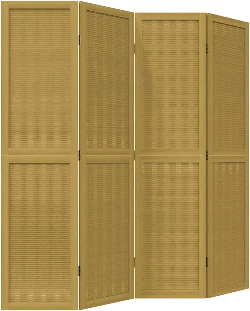 vidaXL Paravan de cameră cu 4 panouri, maro, lemn masiv paulownia