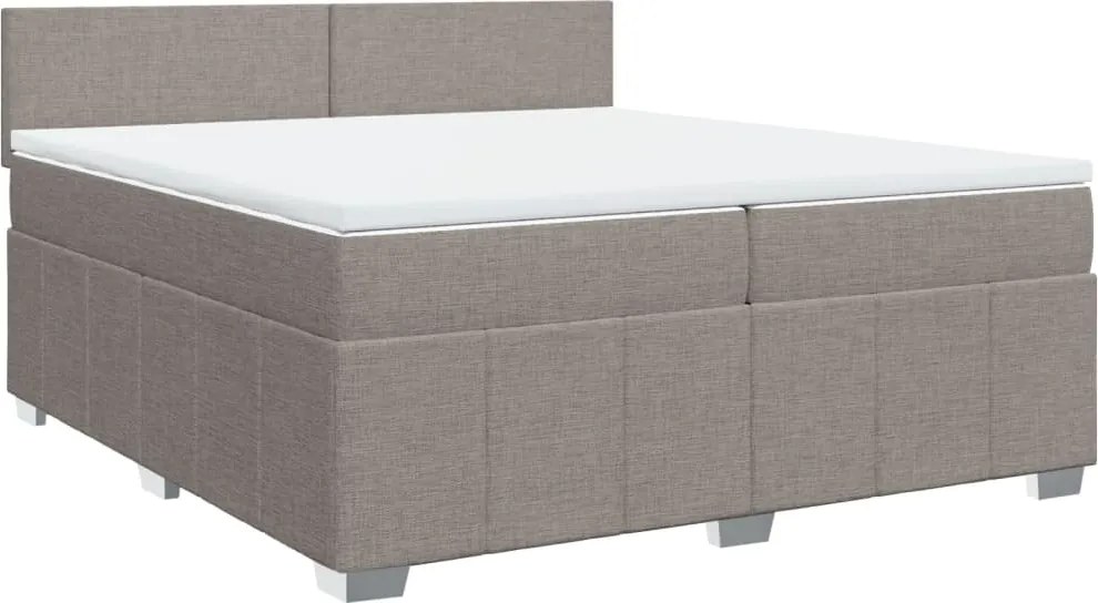 vidaXL Pat box spring cu saltea, gri taupe, 200x200 cm, textil
