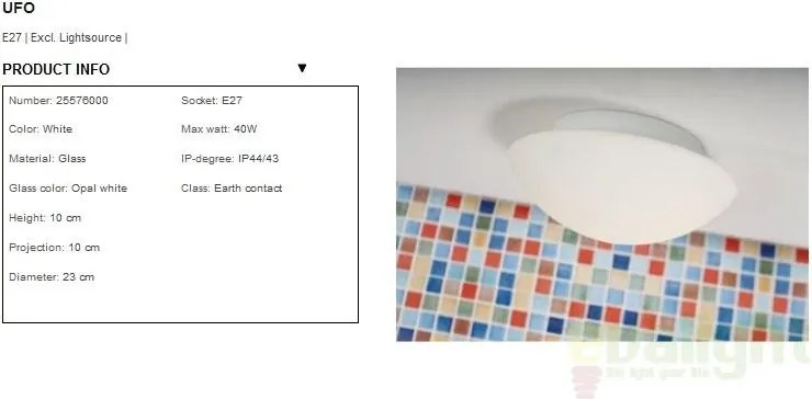 Plafonier diam. 23cm IP44 Ufo 25576000NL