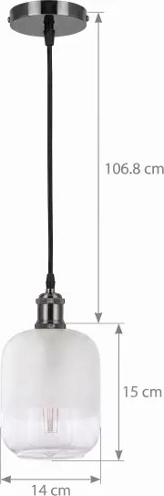 BRILAGI - LED Lustră pe cablu RETRO GLASS 1xE27/60W/230V Ø 14 cm negru/alb