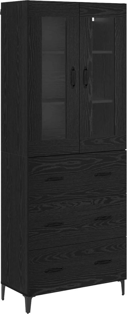 vidaXL Bufet Pe perete Stejar Negru 69,5 x 34 x 180 cm Lemn compozit