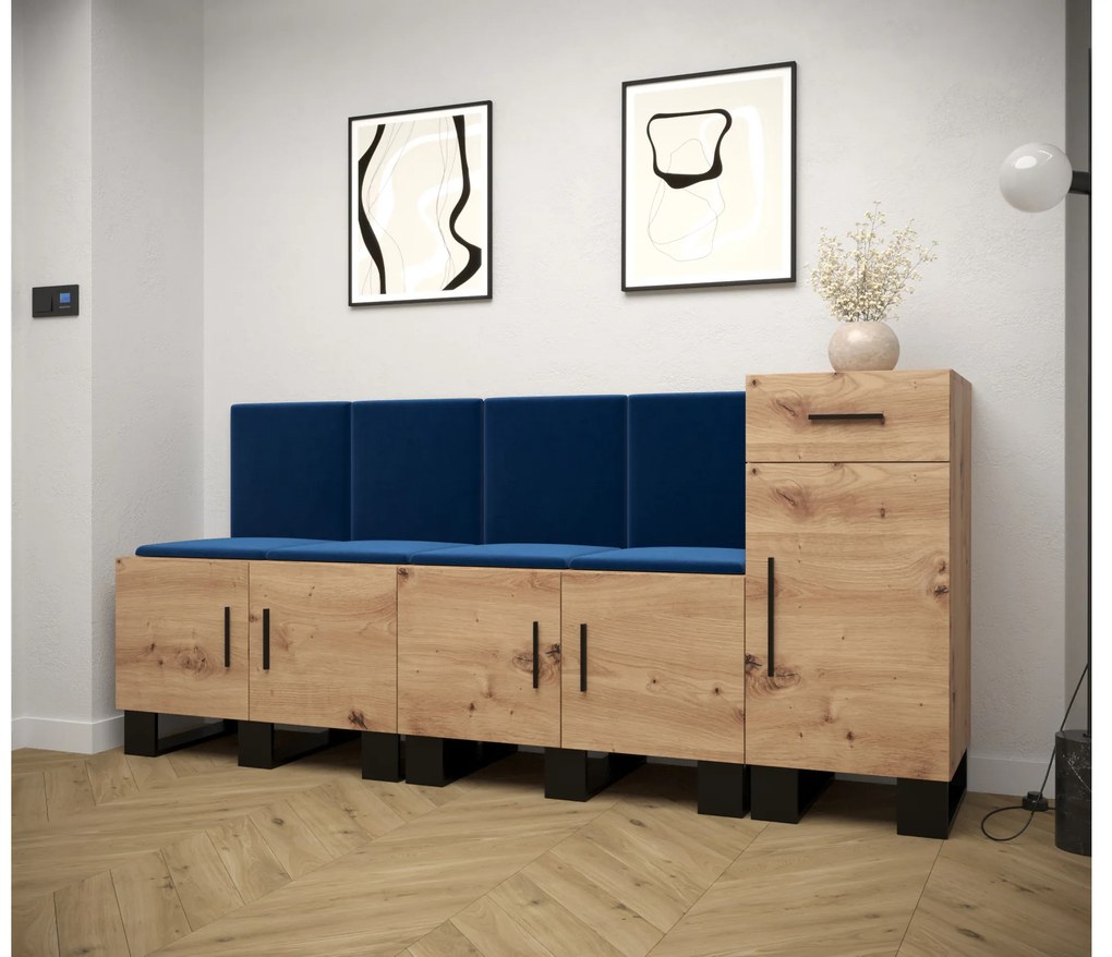 Set mobilier pentru hol Amanda 17 (Stejar artisan + Albastru). 1086006
