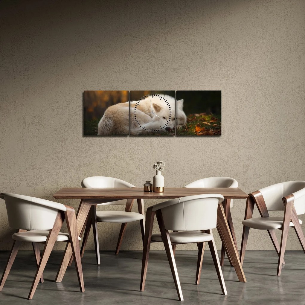 Tablou - Lupul care se odihnește (cu ceas) (90x30 cm)