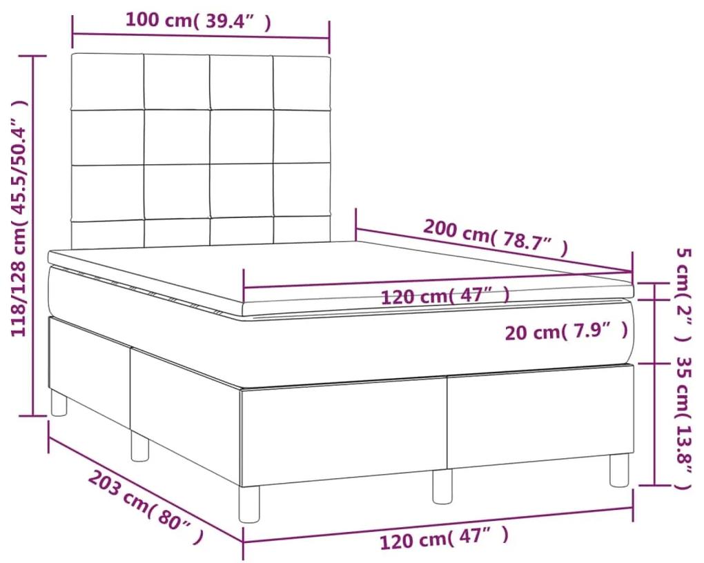Pat box spring cu saltea, negru, 120x200 cm, catifea Negru, 120 x 200 cm, Cu blocuri patrate