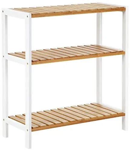 Pantofar 3 nivele din bambus, Songmics, Alb, 59x26x66 cm