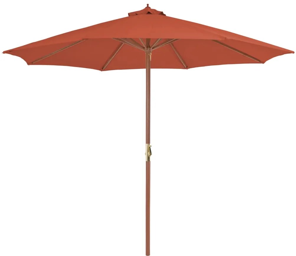 vidaXL Umbrelă de exterior cu stâlp din lemn, 300 cm, teracotă