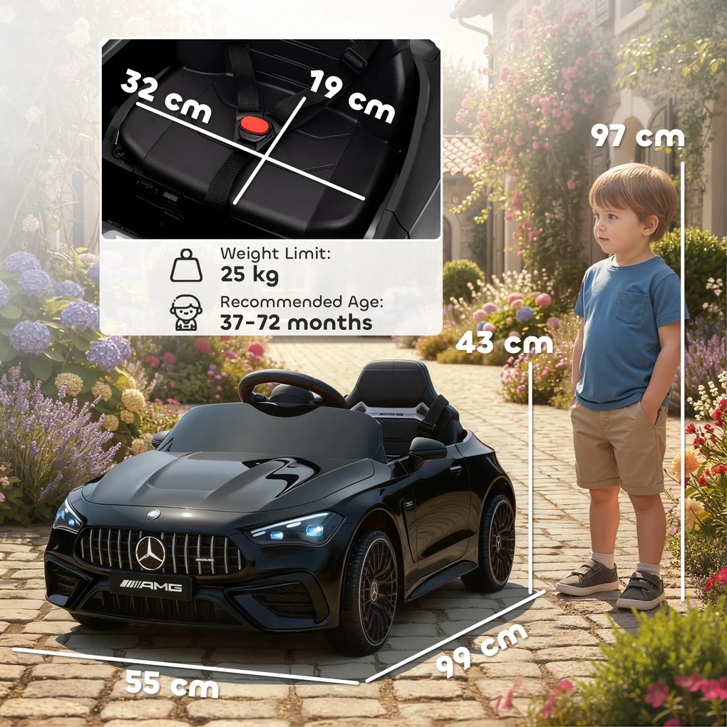 AIYAPLAY Mașină electrică copii Mercedes AMG CLE 53 12V 2 motoare telecomandă parentală 2,4G 99 x 55 x 43 cm negru | Aosom Romania