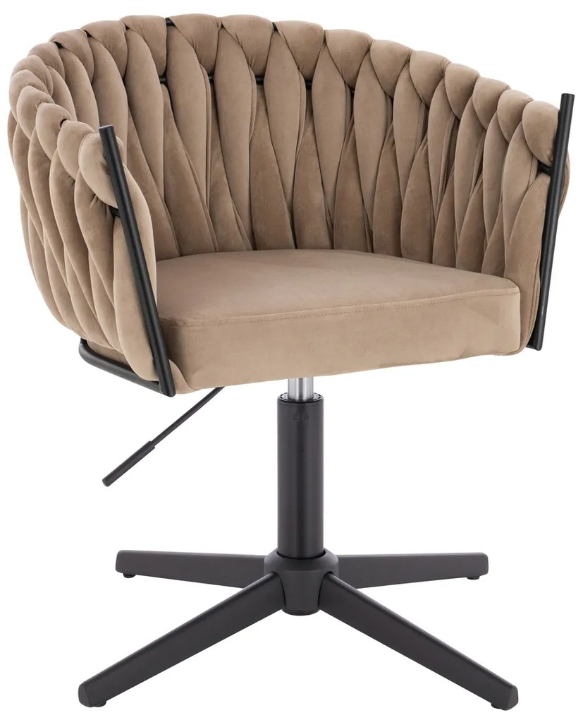 HR750CROSS Scaun Latte din Catifea cu Bază Neagră