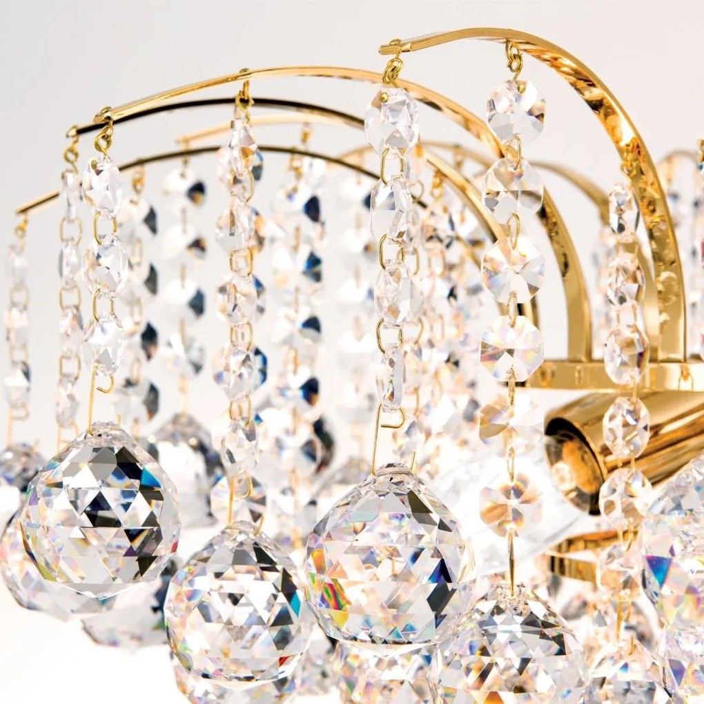 Candelabru cristal Asfour design lux KRISTALL KLASSISCH 6L gold/clear