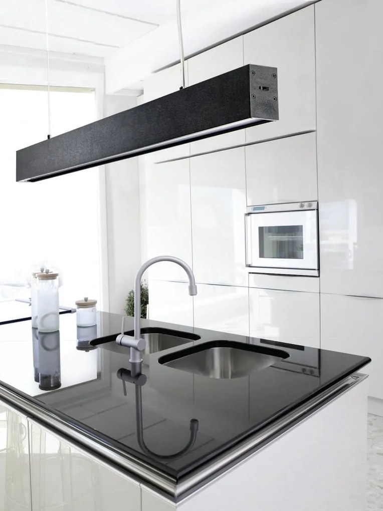 Lustra LED moderna design minimalist LINNEA 112cm neagra