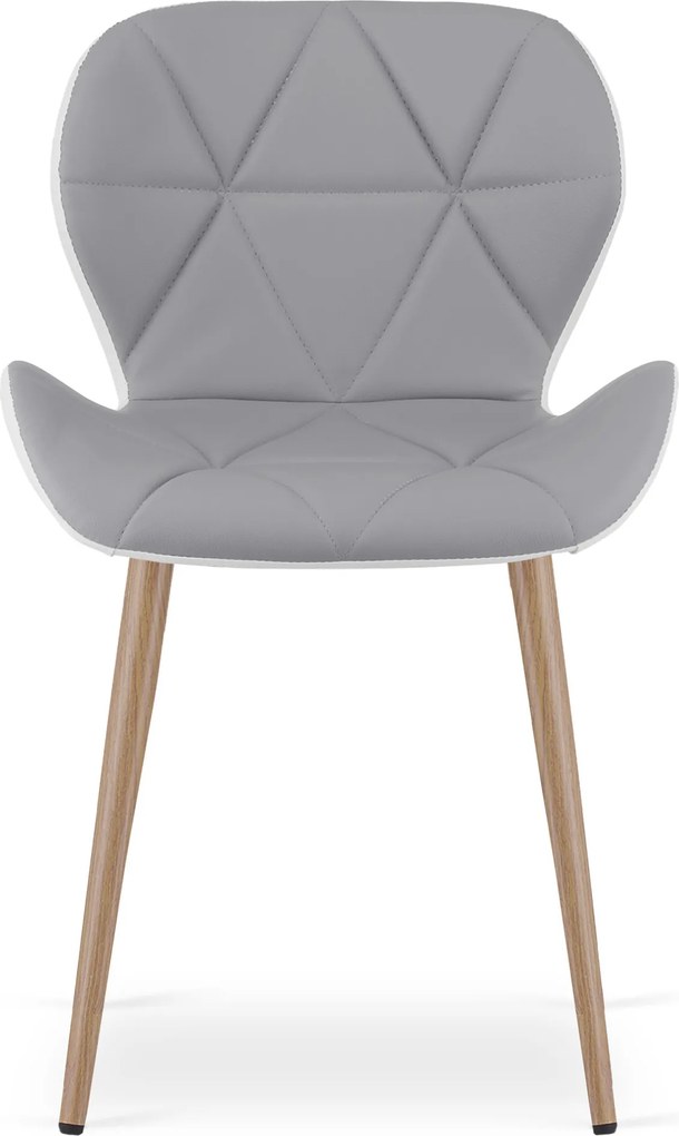 Scaun de dining MANGO din piele ecologica, gri-alb