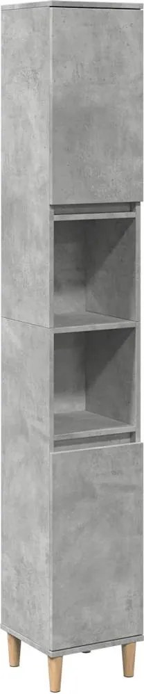 vidaXL Dulap de baie, gri beton, 30x30x190 cm, lemn prelucrat