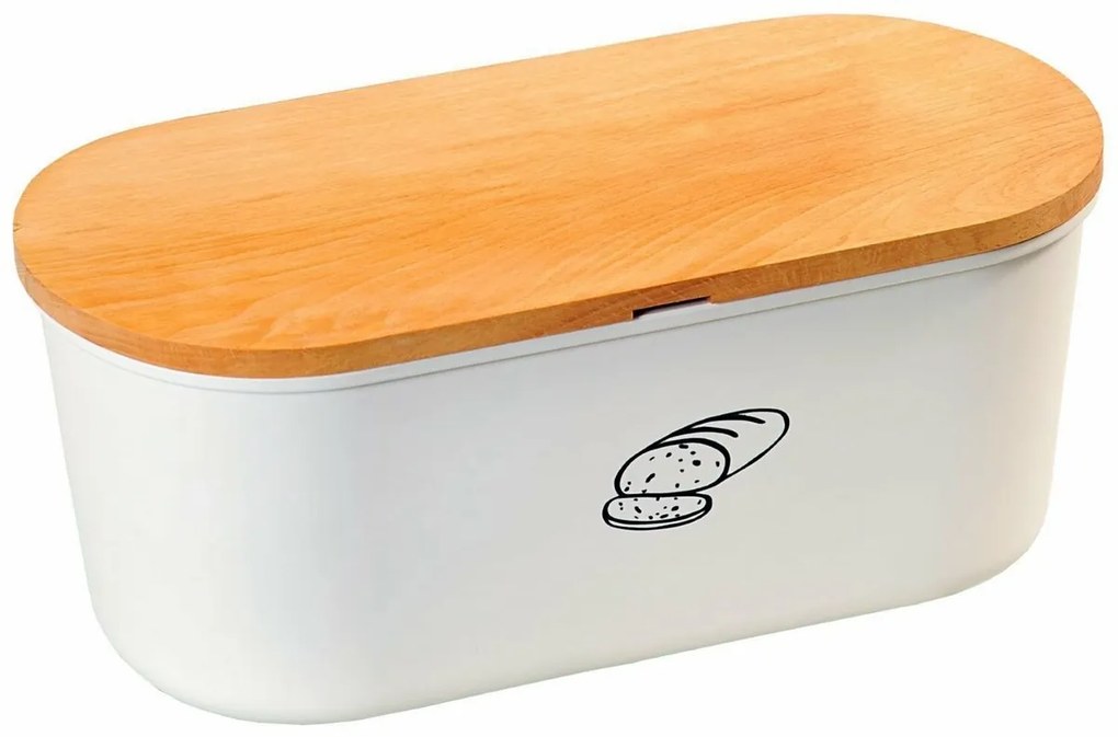 Kesper 85090 Cutie pentru pâine cu tăbliță, albă,34 x 14 x 18 cm