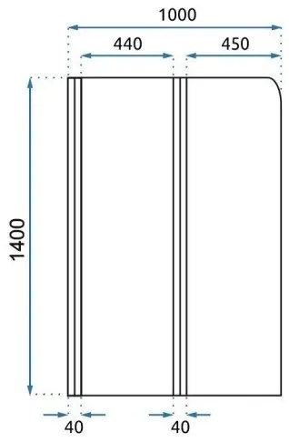 REA-K9777 - Paravan pliabil pentru cadă AGAT 140x100 cm, auriu periat/transparent