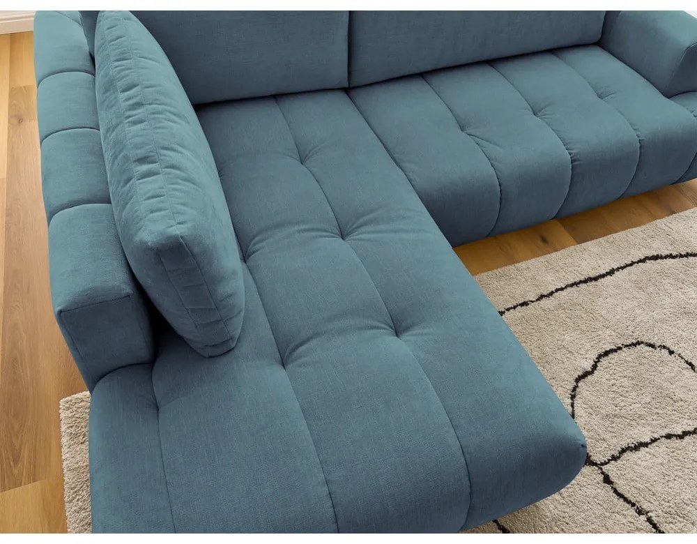 Colțar albastru extensibil/cu spațiu de depozitare (cu colț pe partea stângă/în formă de ”L”) Fuji – Bobochic Paris