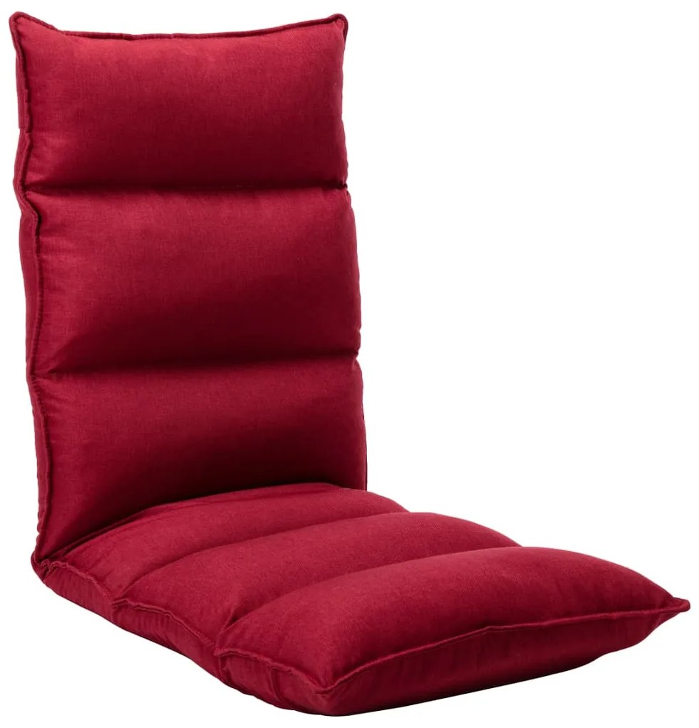Scaun de podea pliabil, roșu vin, material textil