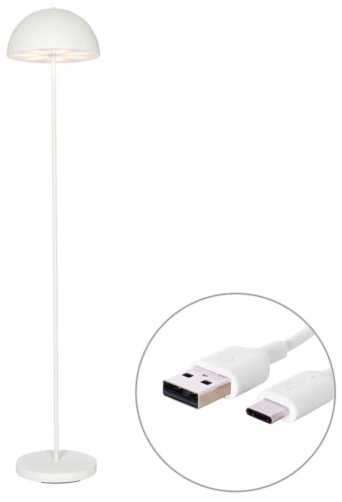 Lampă de podea pentru exterior albă reîncărcabilă cu dimmer în 3 trepte - Keira