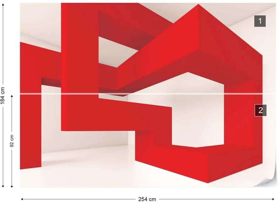 GLIX Fototapet - 3D Red Structure Modern Design Vliesová tapeta  - 254x184 cm
