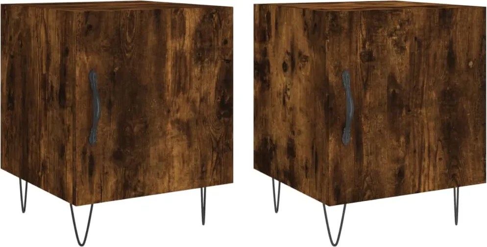 vidaXL Noptiere, 2 buc., stejar fumuriu, 40x40x50 cm, lemn compozit