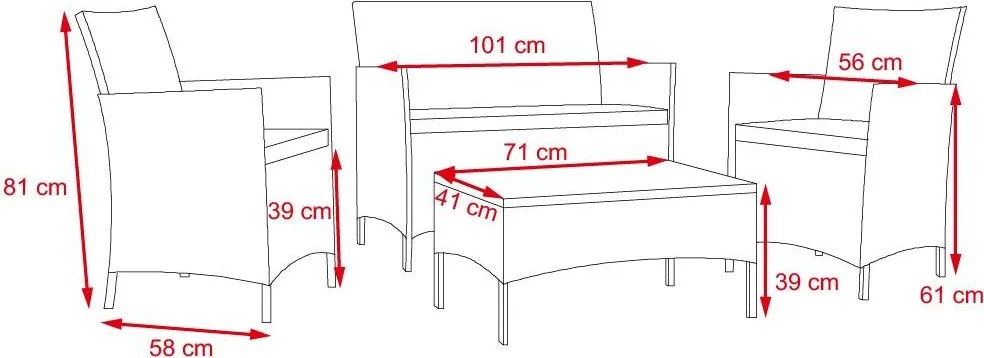 Set mobilier de grădină din 7 piese ratan AVENBERG GRANDE maro