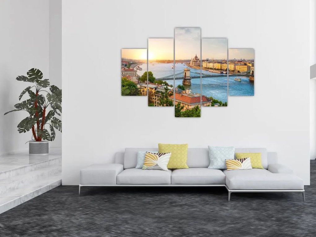 Tablou cu orașul Budapesta și râu (150x105 cm)