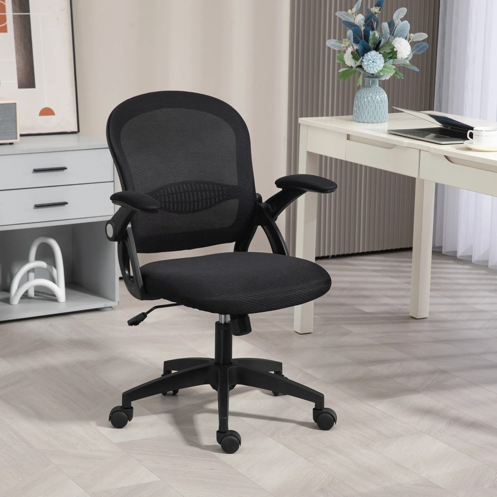 Vinsetto Scaun de Birou Ergonomic cu Spătar din Plasă, Scaun de Birou cu Înălțime Reglabilă, 65.5x61.5x88-97.5 cm, Negru | Aosom Romania